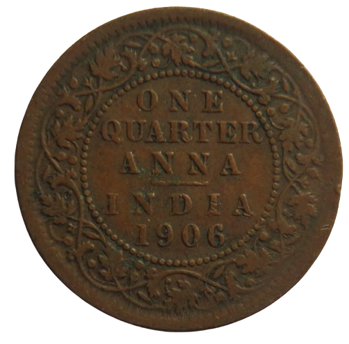 1906 King Edward VII India 1/4 Quarter Anna Coin