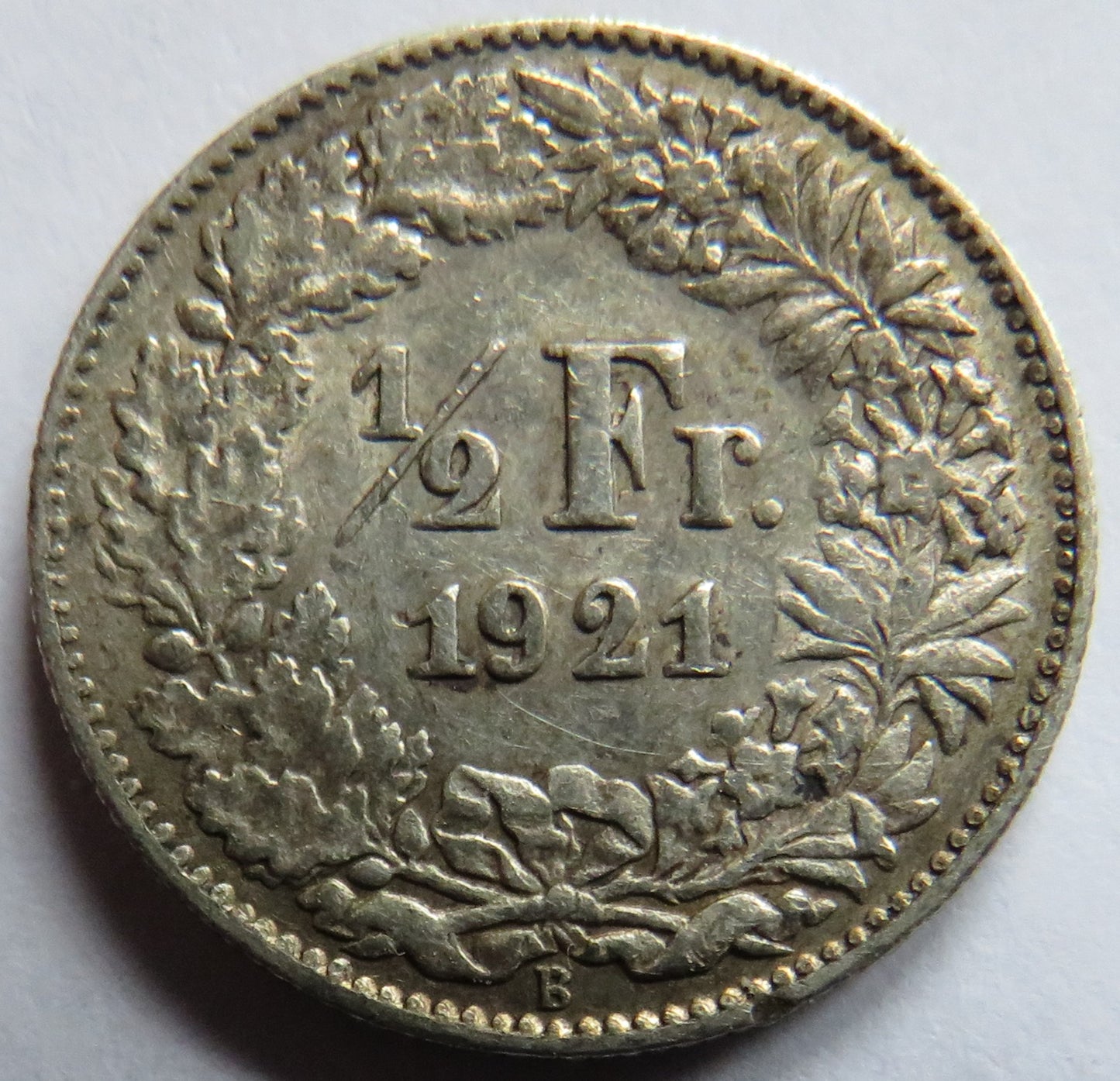 1921 Switzerland Silver 1/2 Franc Coin