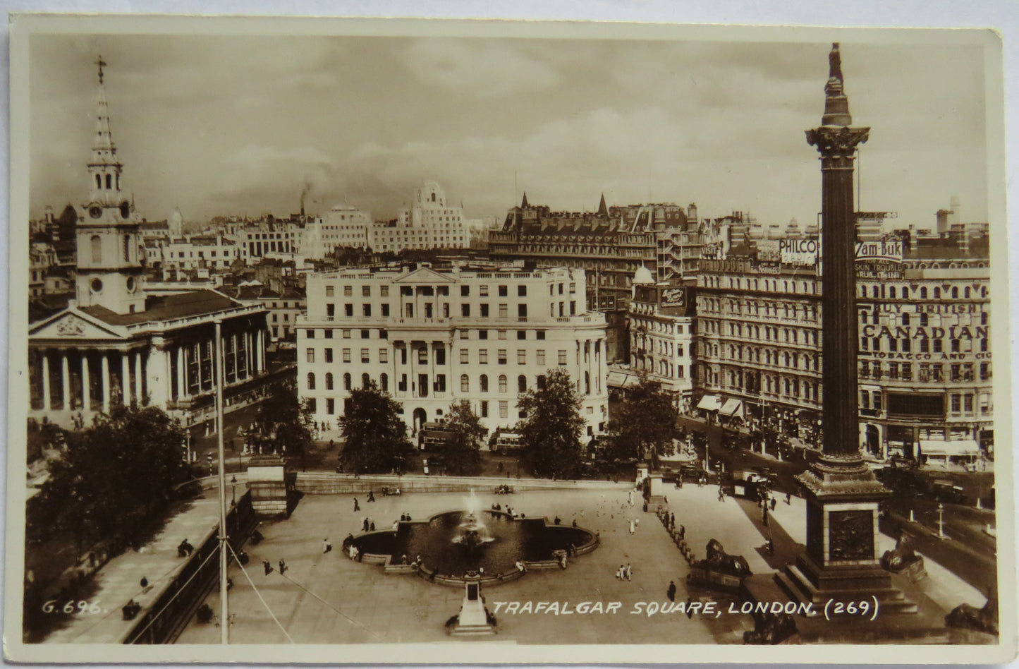 Vintage Postcard of Trafalgar Square, London