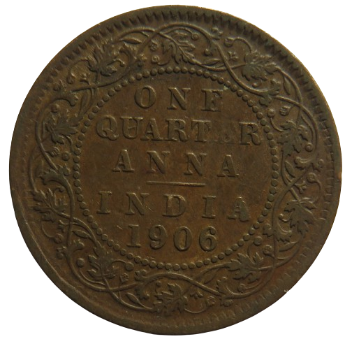 1906 King Edward VII India 1/4 Quarter Anna Coin