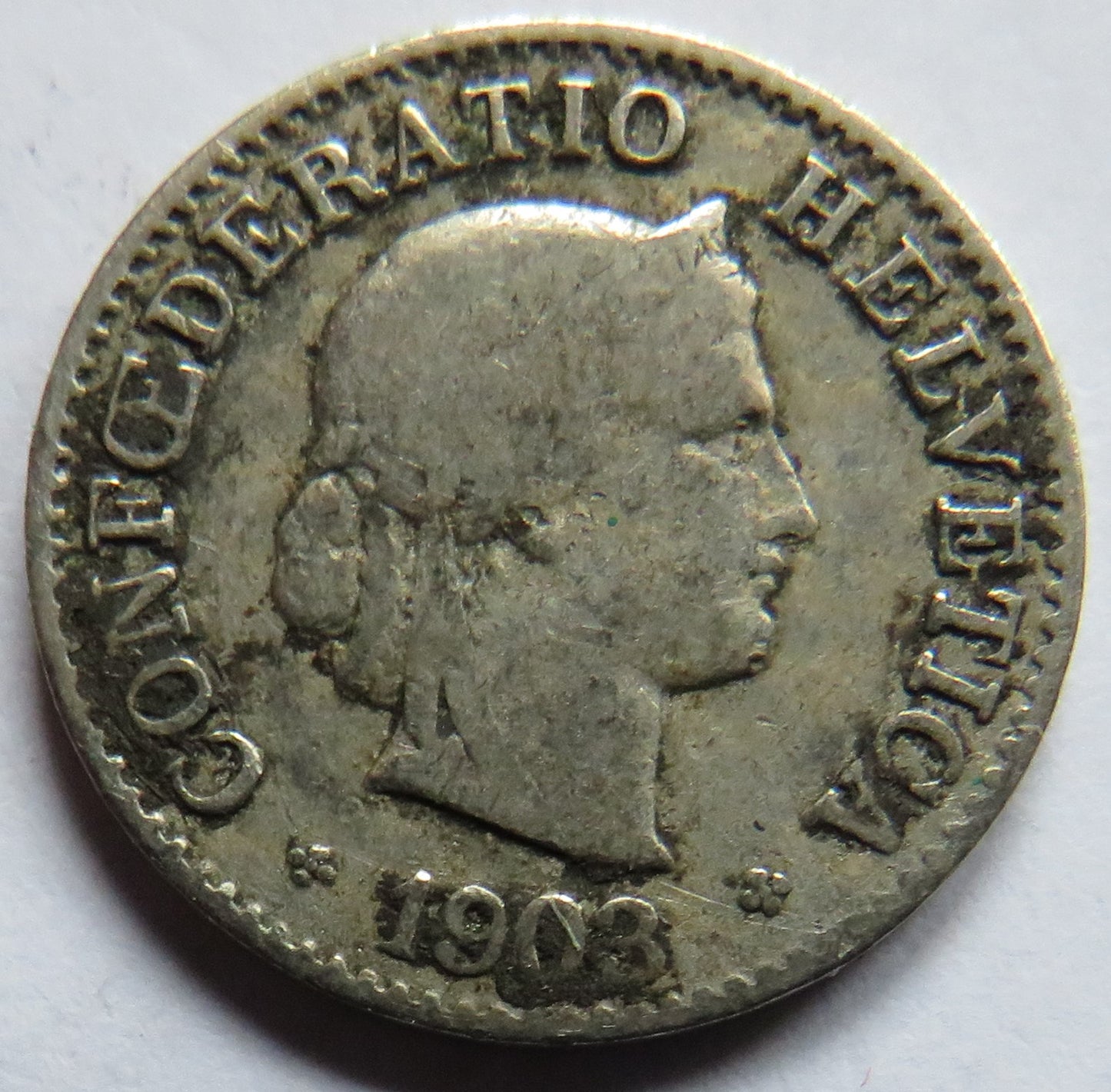 1903 Switzerland 5 Rappen Coin