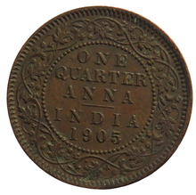 Load image into Gallery viewer, 1905 King Edward VII India 1/4 Quarter Anna Coin
