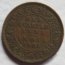 Load image into Gallery viewer, 1905 King Edward VII India 1/4 Quarter Anna Coin
