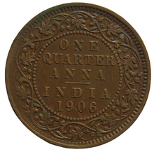 Load image into Gallery viewer, 1906 King Edward VII India 1/4 Quarter Anna Coin
