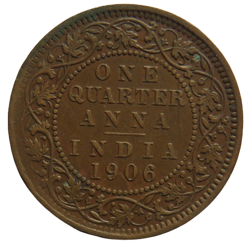 1906 King Edward VII India 1/4 Quarter Anna Coin