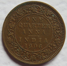 Load image into Gallery viewer, 1906 King Edward VII India 1/4 Quarter Anna Coin
