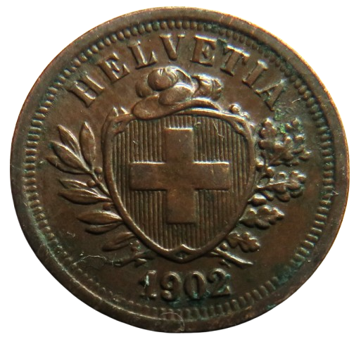 1902 Switzerland One Rappen Coin