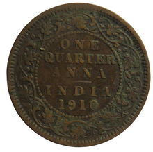 Load image into Gallery viewer, 1910 King Edward VII India 1/4 Quarter Anna Coin
