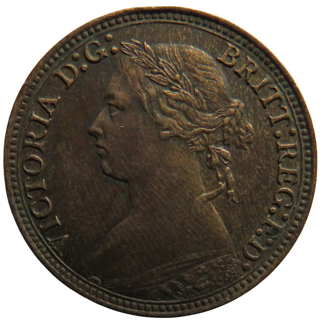 1879 Queen Victoria Bun Head Farthing Coin - Great Britain