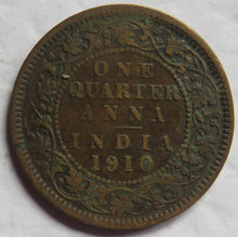 Load image into Gallery viewer, 1910 King Edward VII India 1/4 Quarter Anna Coin
