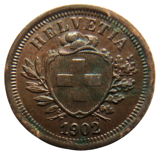 1902 Switzerland One Rappen Coin