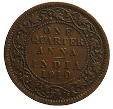 Load image into Gallery viewer, 1910 King Edward VII India 1/4 Quarter Anna Coin
