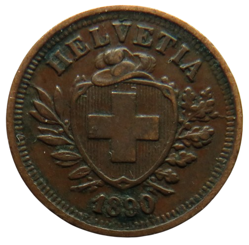 1890 Switzerland One Rappen Coin