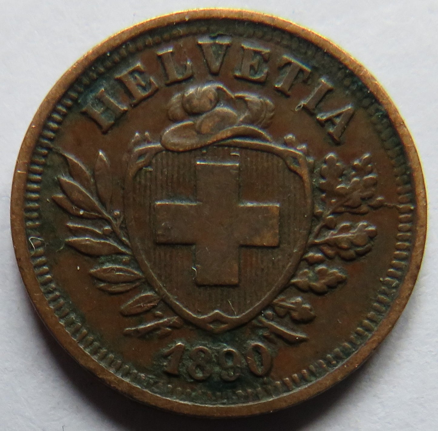 1890 Switzerland One Rappen Coin