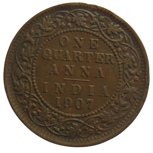 1907 King Edward VII India 1/4 Quarter Anna Coin