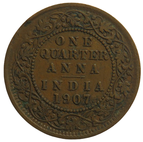 1907 King Edward VII India 1/4 Quarter Anna Coin