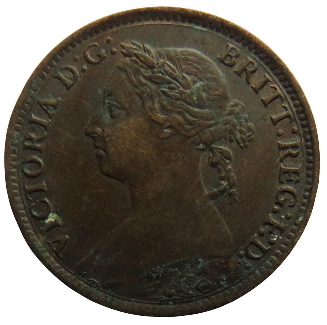 1894 Queen Victoria Bun Head Farthing Coin - Great Britain