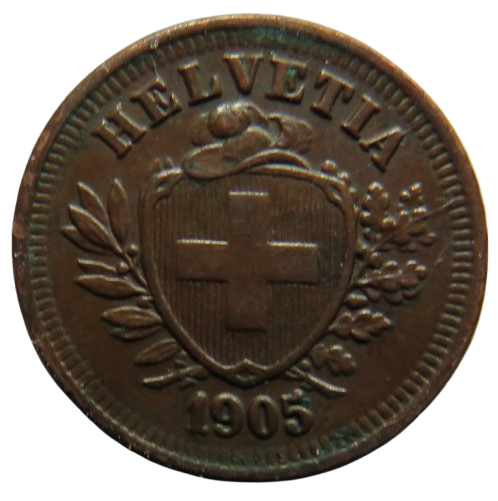 1905 Switzerland One Rappen Coin