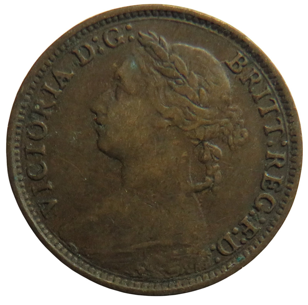 1891 Queen Victoria Bun Head Farthing Coin - Great Britain