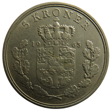 Load image into Gallery viewer, 1965 Denmark 5 Kroner Coin
