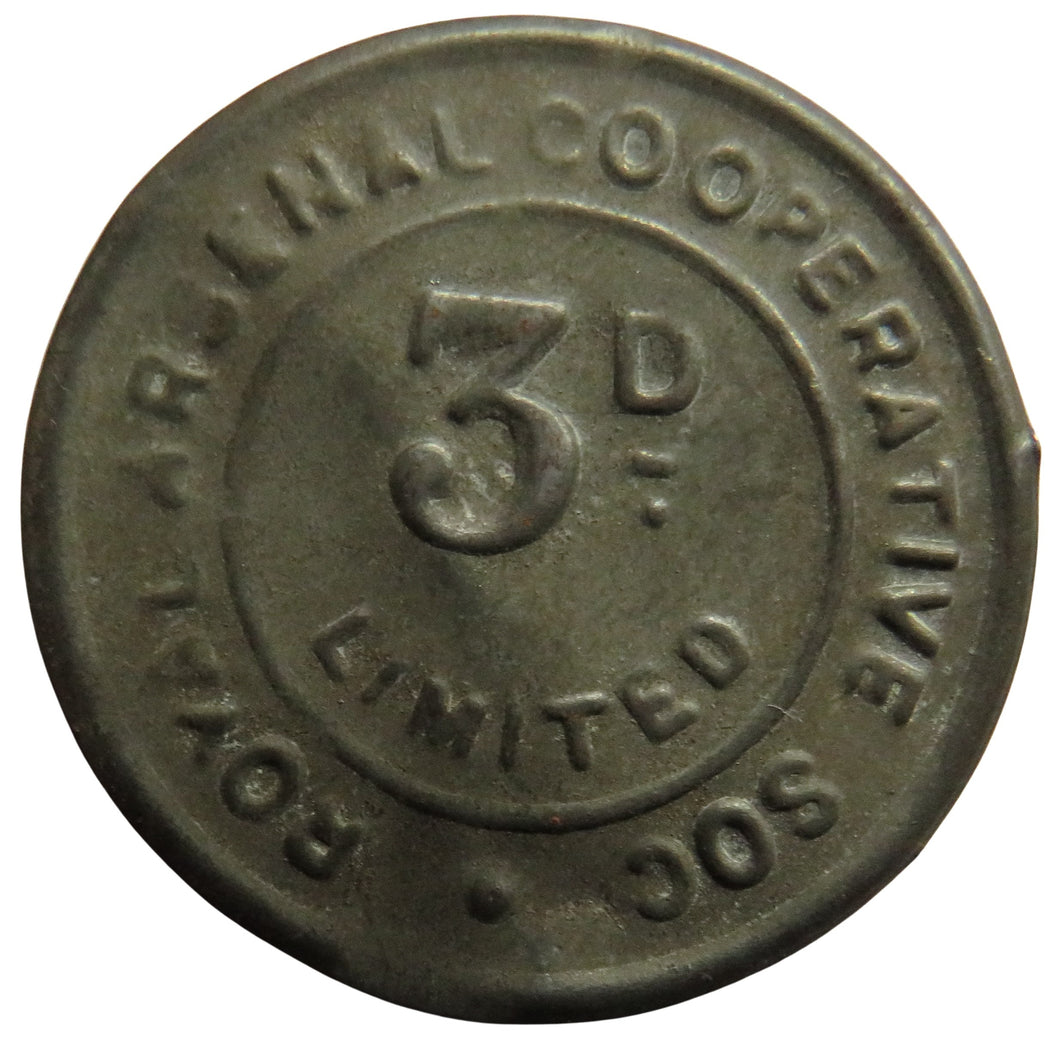 Royal Arsenal Cooperative Society 3d Threepence Token