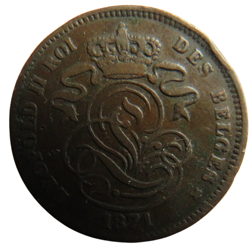 1871 Belgium 2 Centimes Coin