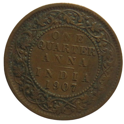 1907 King Edward VII India 1/4 Quarter Anna Coin