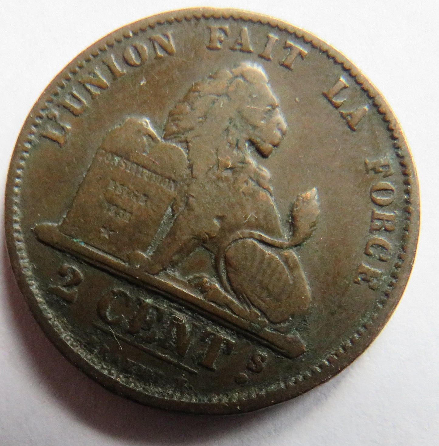 1871 Belgium 2 Centimes Coin
