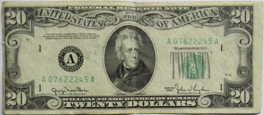 1950 United States of America $20 Banknote