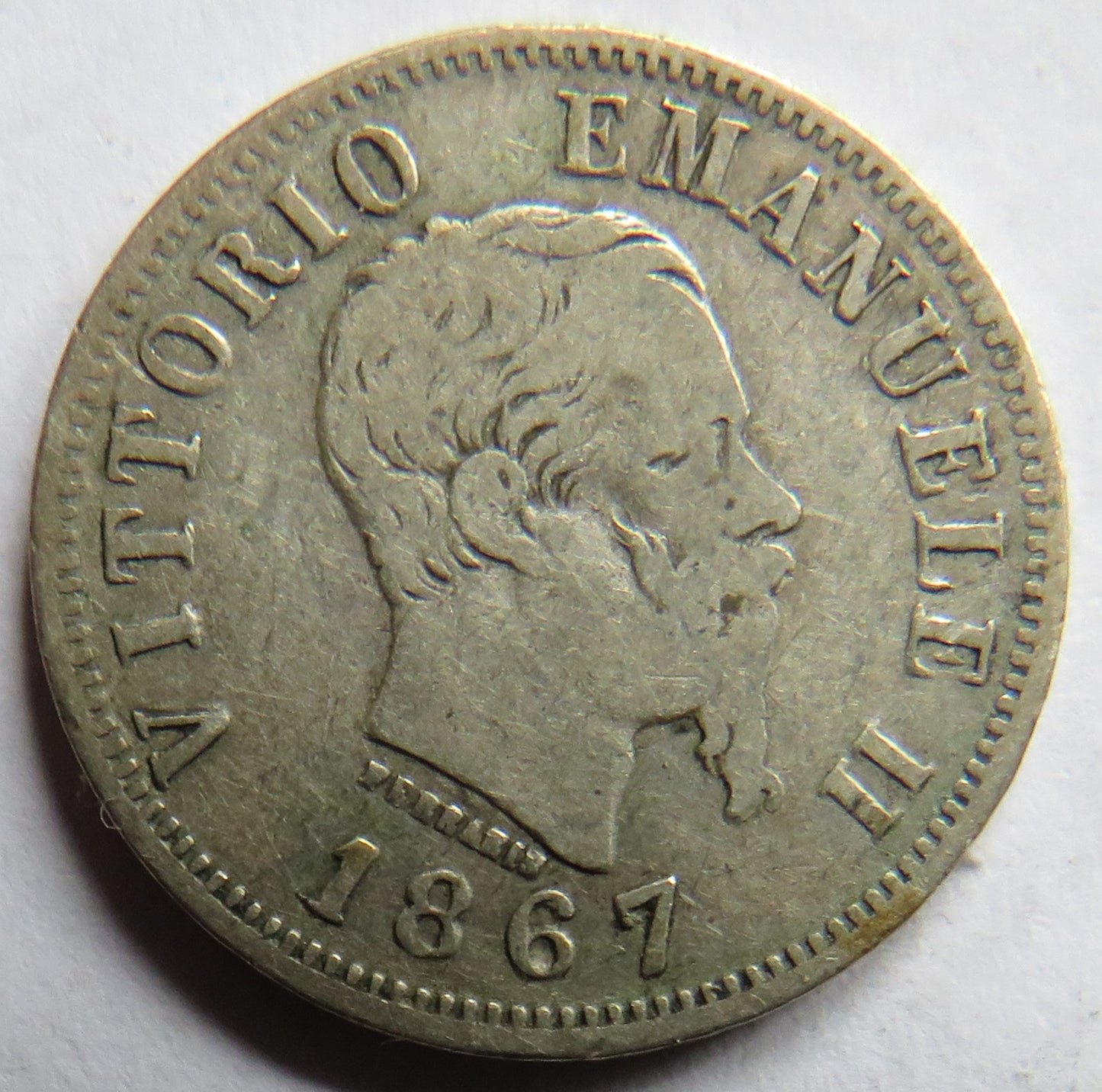 1867 Italy Silver 50 Centesimi Coin