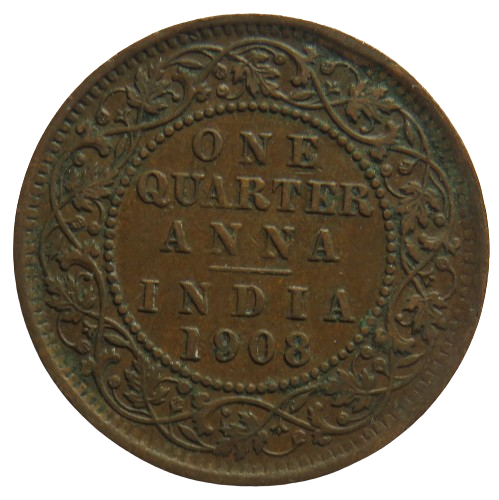 1908 King Edward VII India 1/4 Quarter Anna Coin