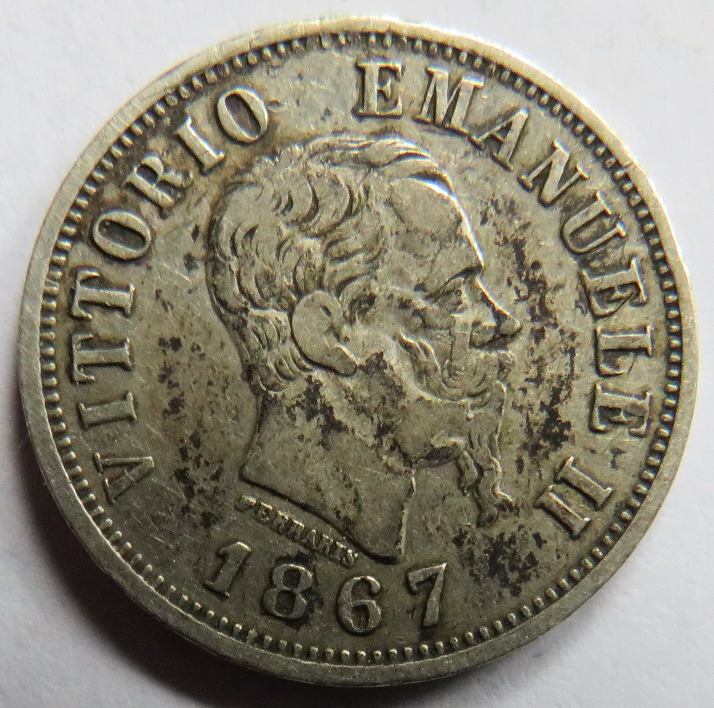 1867 Italy Silver 50 Centesimi Coin