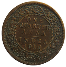 Load image into Gallery viewer, 1910 King Edward VII India 1/4 Quarter Anna Coin
