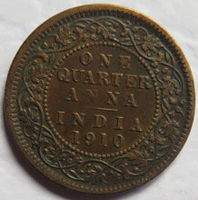 Load image into Gallery viewer, 1910 King Edward VII India 1/4 Quarter Anna Coin
