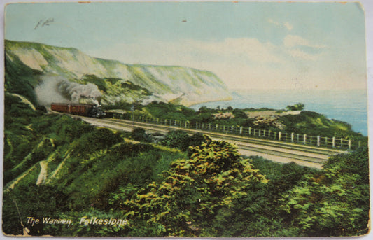 Vintage Postcard of The Warren, Folkestone, 1909