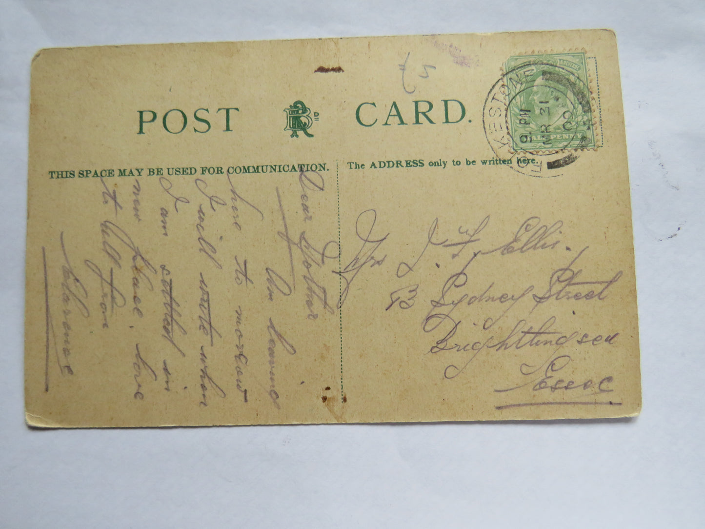 Vintage Postcard of The Warren, Folkestone, 1909