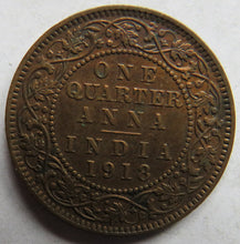 Load image into Gallery viewer, 1918 King George V India 1/4 Anna Coin
