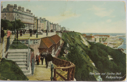 Vintage Postcard of The Lees and Shelter Hall, Folkestone