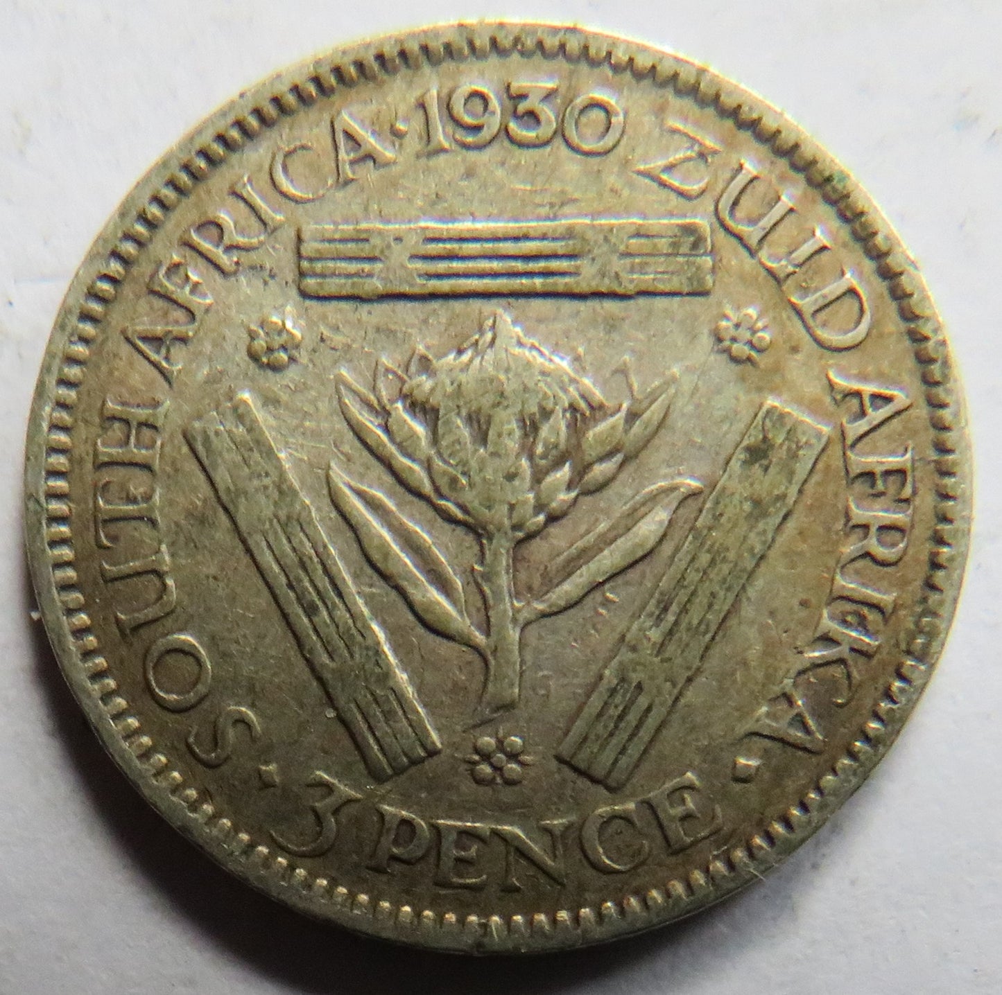 1930 King George V South Africa Silver Threepence Coin