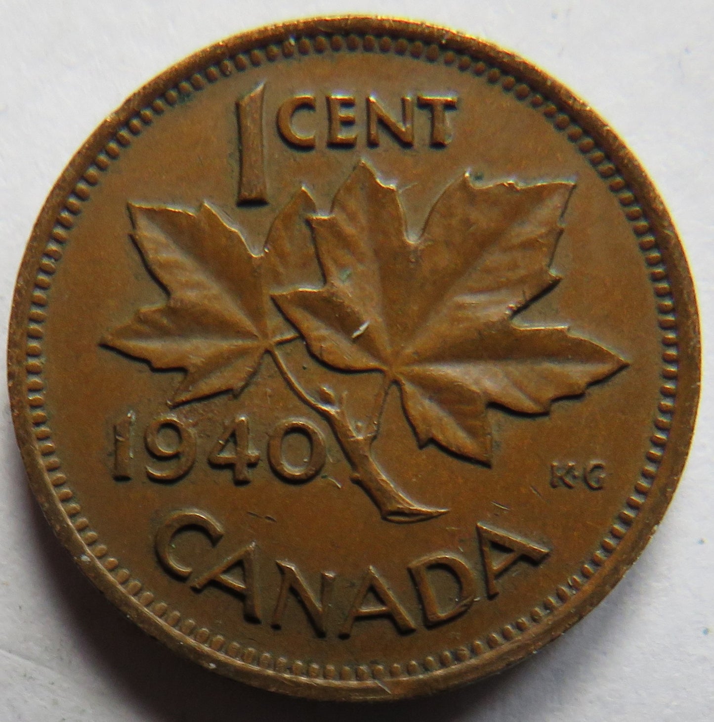 1940 King George VI Canada One Cent Coin