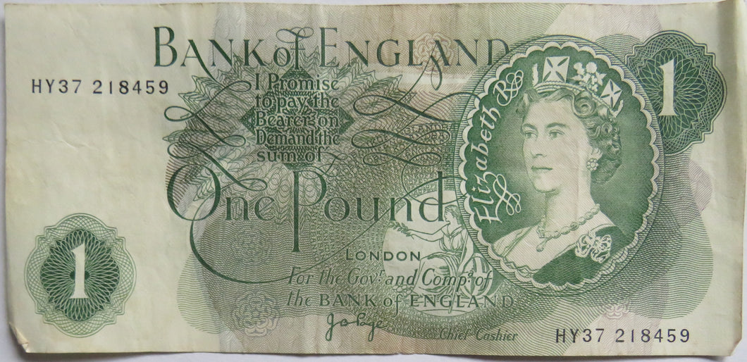 Bank of England £1 One Pound Banknote J.B. Page (HY37)