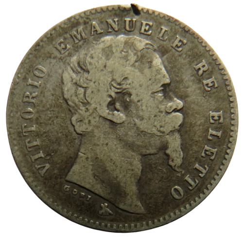 1860 Italy Silver One Lira Coin