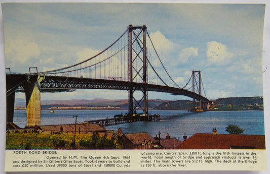 Vintage Postcard of The Forth Road Bridge, Edinburgh
