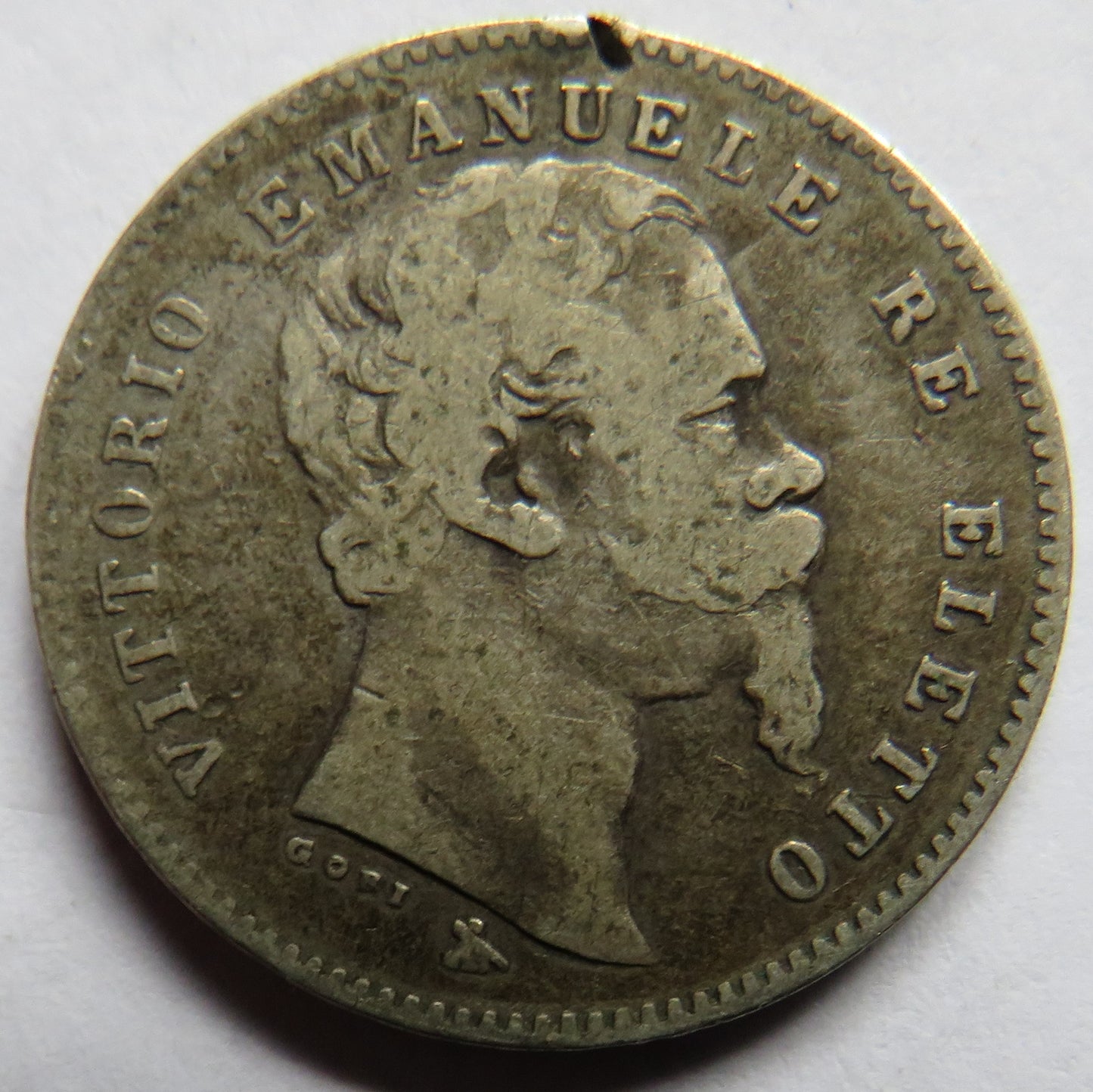 1860 Italy Silver One Lira Coin