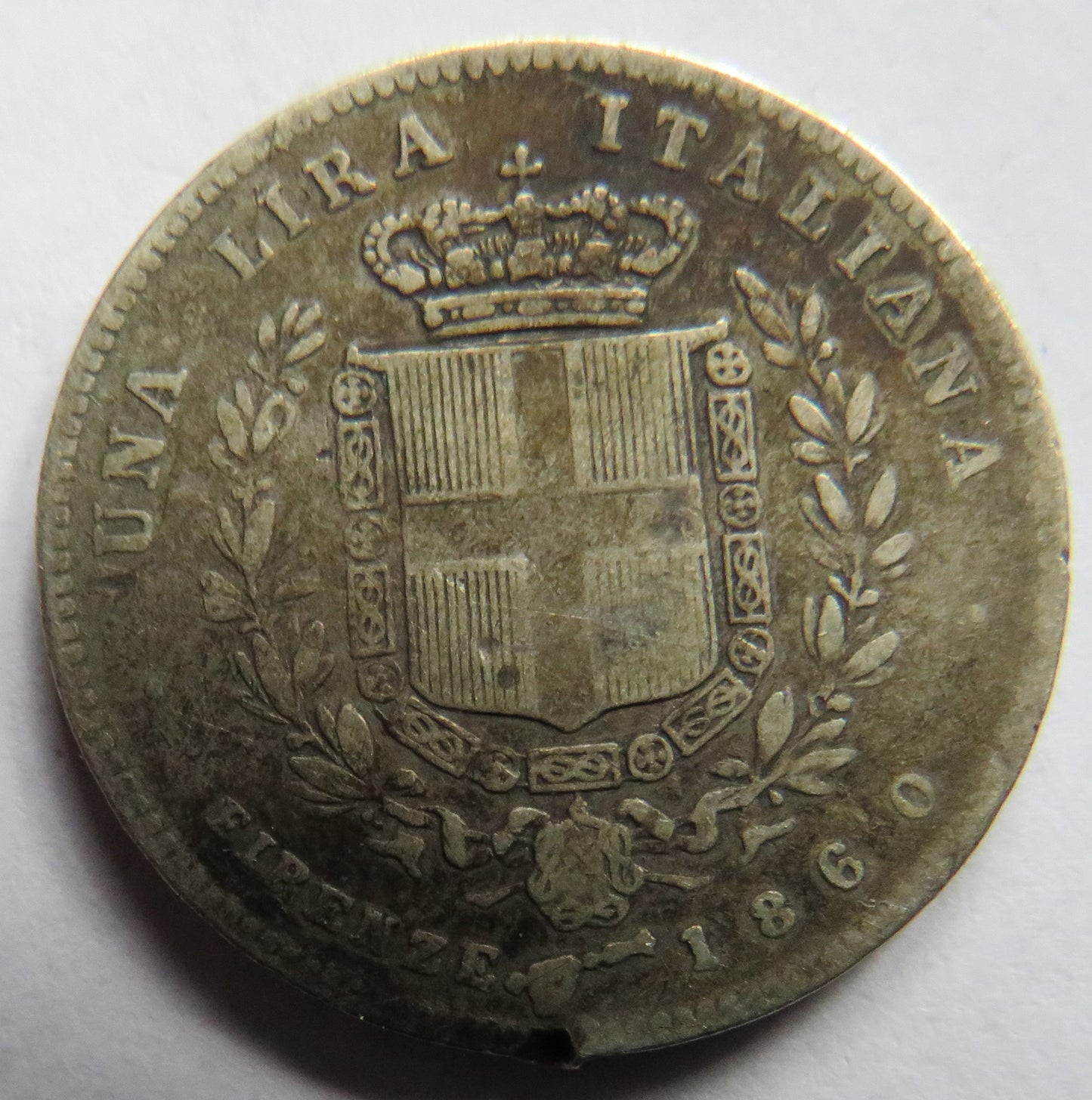 1860 Italy Silver One Lira Coin