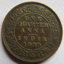 Load image into Gallery viewer, 1929 King George V India 1/4 Anna Coin
