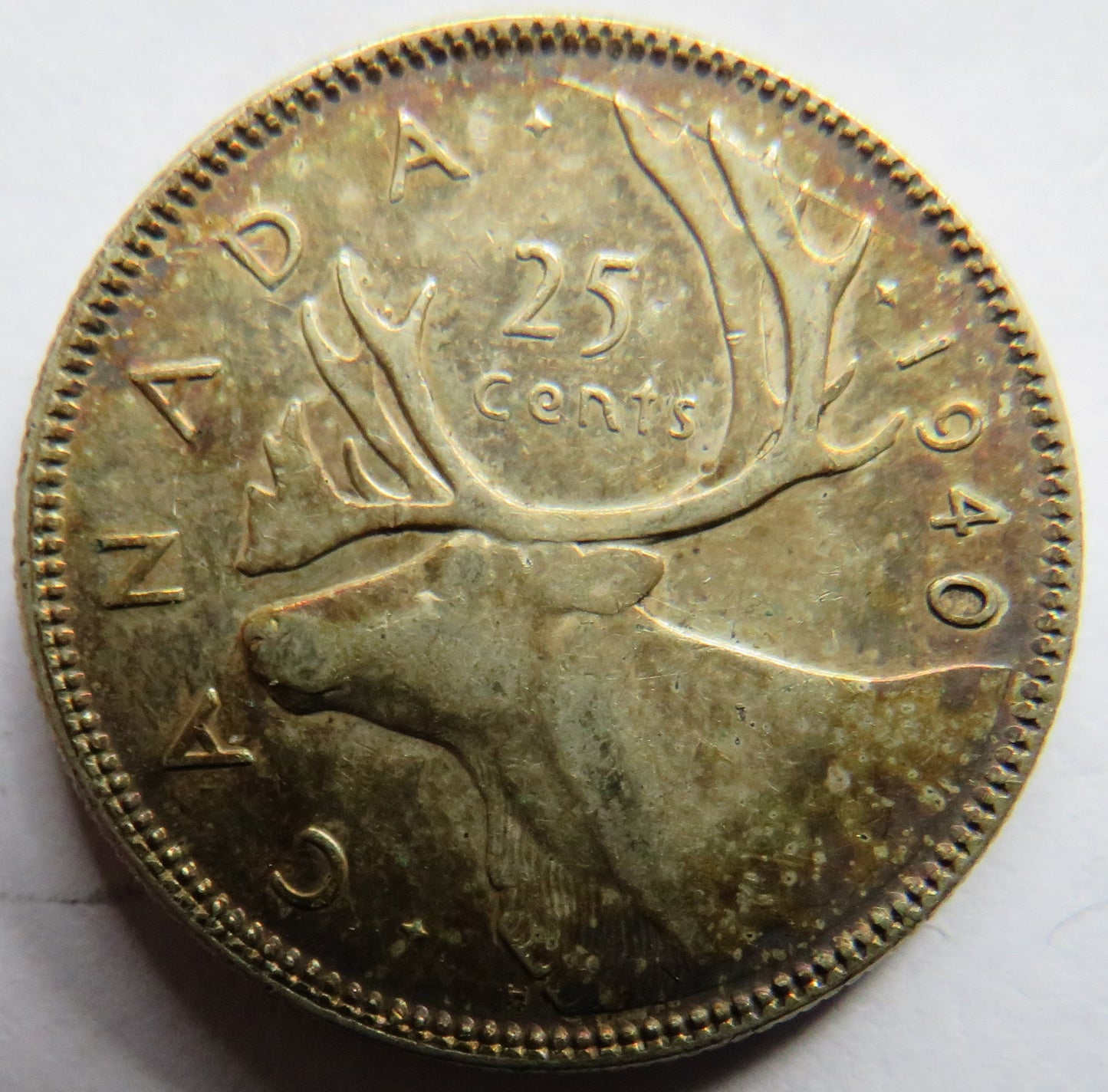 1940 King George VI Canada Silver 25 Cents Coin