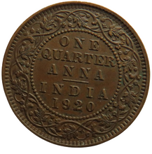 Load image into Gallery viewer, 1920 King George V India 1/4 Anna Coin
