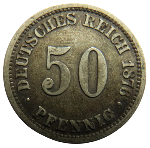 1876-E Germany Silver 50 Pfennig Coin