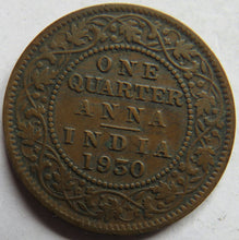 Load image into Gallery viewer, 1930 King George V India 1/4 Anna Coin
